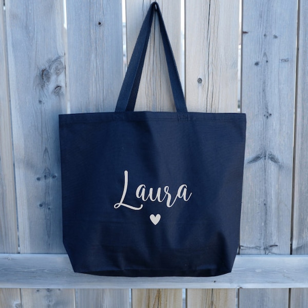 Personalized JUMBO Tote Bag, Bridesmaids Tote Bags, Customized Tote Bags, Name Tote Bags, Christmas Gift, Beach Tote Bag, Custom tote Bag