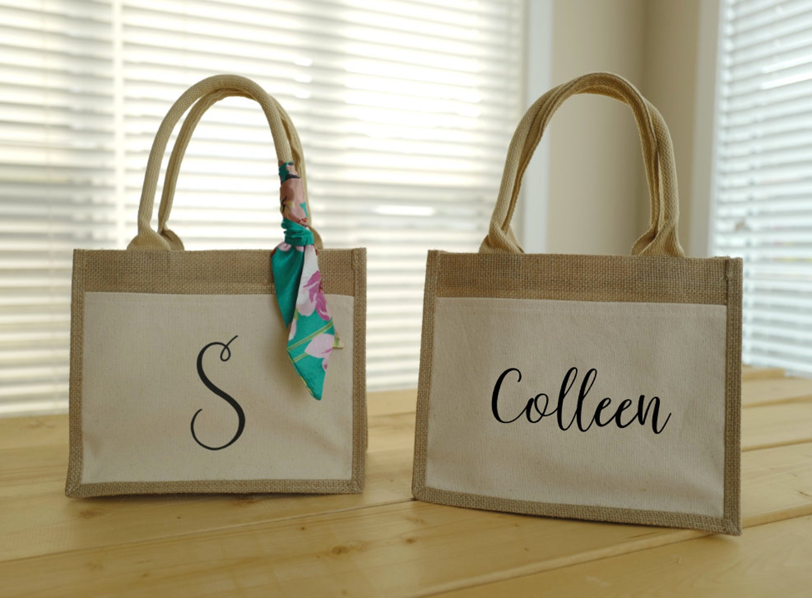 Customized Burlap Tote Bags with Names Personalized Jute Bag Etsy
