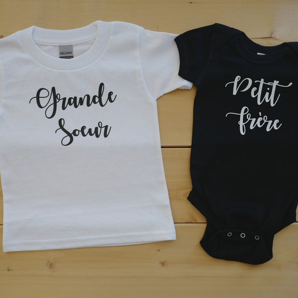 Grand Frère T-Shirt, Grande Soeur T-Shirt, Big Brother T-Shirt, Big Sister T-Shirt, Grand Frère Bodysuit, Pregnancy Announcement T-Shirt