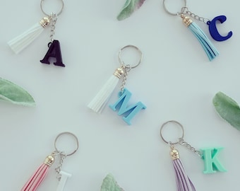 Initial Keychain, Tassel Keychain, Customized Keychain, Personalized Bag Charm, Bridesmaid Gifts, Goodie Bags, Party Favours