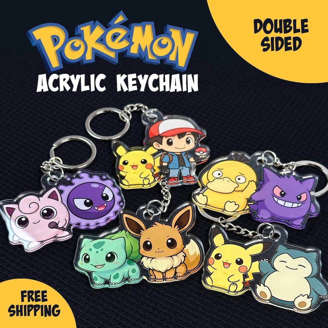 Custom Pokemon Acrylic Keychain | Chibi Kawaii Anime Collectible Gift ...