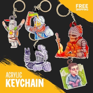 Dark Souls Inspired Acrylic Keychain & Magnet | Double-Sided Art | Soulslike Gamer Gift | Gaming Collectible | Gamer Gift | Acrylic Charms