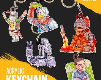 Llavero o imán acrílico de Dark Souls: regalo de jugador de doble cara