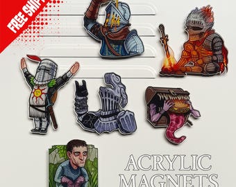 Dark Souls Acrylic Magnet: Soulslike Gamer Collectible