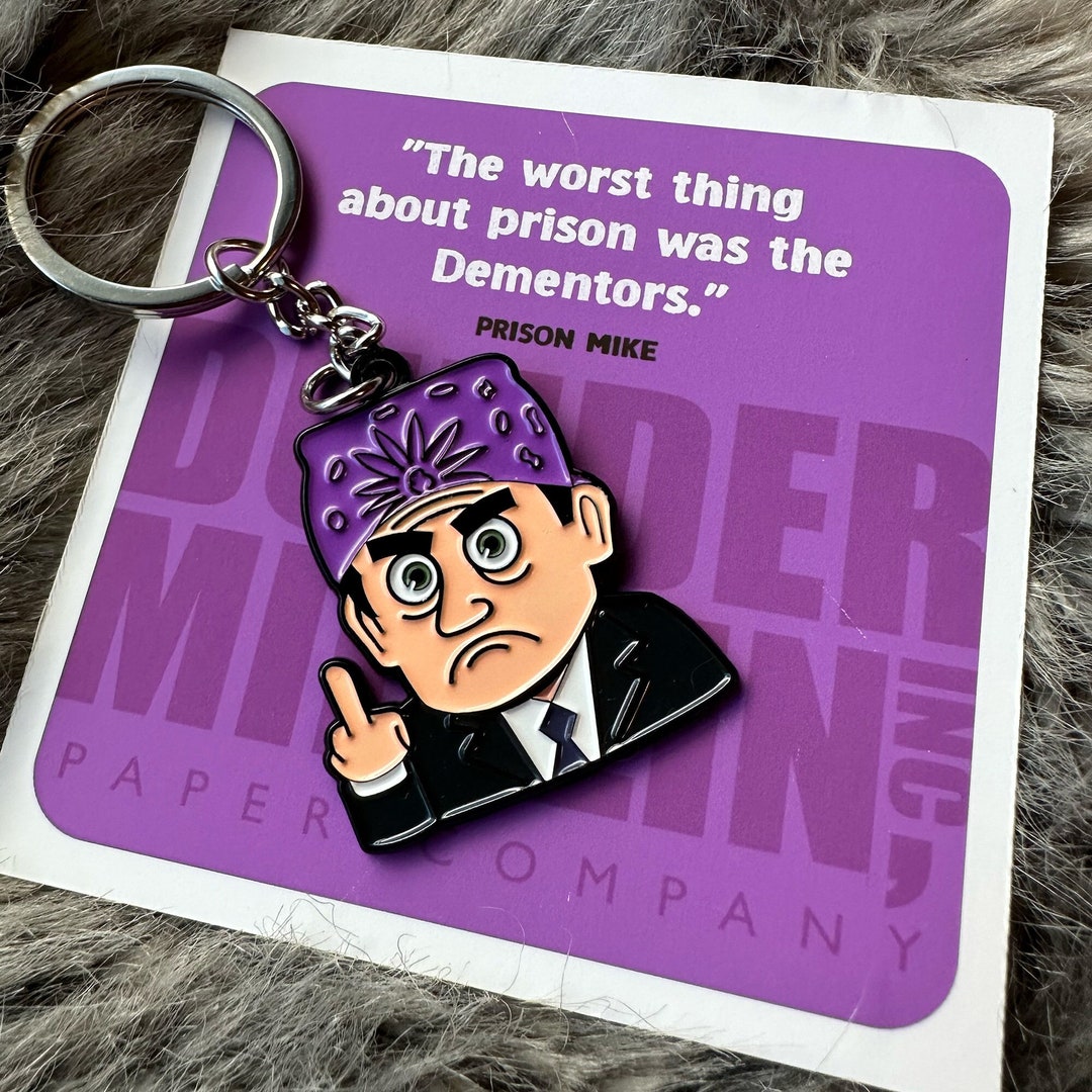 the-office-michael-scott-prison-mike-keychain-the-office-etsy
