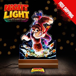 Donkey Kong Bananza LED Night Light – 6×9 Acrylic Photo Light with Remote – Color‑Changing RGB Gamer Decor