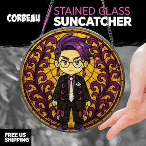 Corbeau Stained Glass Suncatcher / Pokémon Legends ZA Inspired Window Hanging Décor