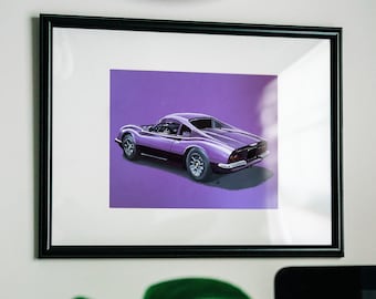 Ferrari Dino Purple Acrylic Painting, a genuine one off wall art. Signed. OOAK one of a kind.
