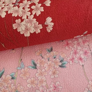 1026# Pink and Red Sakura Pattern Cotton Fabric/ Japan Style Cherry Blossom Fabric / 50cm x 110cm/ Made in Japan / M