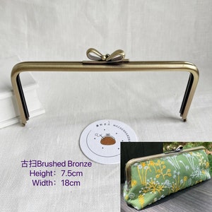 3069# 7.5cm*18cm Cute Bow Shape Bead Brushed Bronze Square Kiss Clasp Purse Frame/ Glue-In Kisslock Bag Frame/ Purse Frame/K7