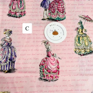 1128# Rococo Fashion Victorian Medieval Lolita Lady Pattern Cotton Fabric by Quilt Gate/ Patchwork Quilting Sewing Material/ 50cm x 110cm