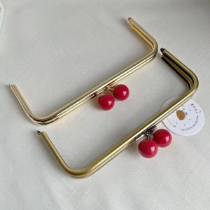 3126# 9cm*22cm Minimalist Red Bead Light Gold Kiss Lock Purse Frame/ Clutch Handbag Frame/ Kisslock Bag Frame/ Elegant Purse Frame