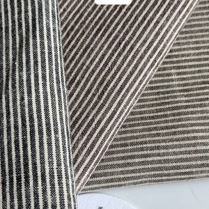 1169# Tessuto di cotone minimalista essenziale nero, marrone, grigio, a righe, tessuto sottile / Materiale per cucire patchwork quilting/50 cm×110 cm/V