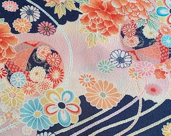 1027# Romantic Sakura Pattern Cotton Fabric / Japanese Style Fabric/ 50cm x 110cm/Made in Japan / M