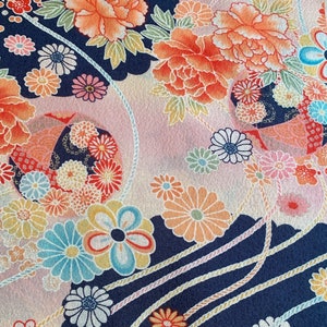 1027# Romantic Sakura Pattern Cotton Fabric / Japanese Style Fabric/ 50cm x 110cm/Made in Japan / M