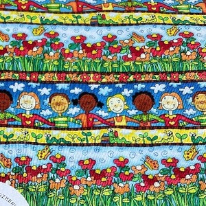 1184# Schultag,Studium, Malerei,Lesen mit Freunden Muster, Baumwollstoff/ Patchwork Nähen/ 50 cm x 106 cm/ M