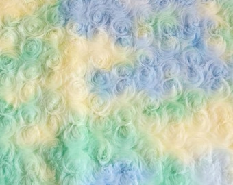 1386# Teddy Bear Style Colorful Fabric with Little Curls Soft Fluffy Fabric for DIY Bags,Stuffed Toy DIY Making, Blue Green Mix Teddy Fabric