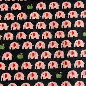 1034# Rare Find Cute Little Elephants Animal and Juicy Apples Pattern Cotton Linen Fabric/ 110cm Width / Made in Japan by KOKKA/M