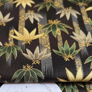 1055# Zen Style Retro Asian Bamboo Fabric, Natural Maple Leaf Pattern Cotton Fabric, Autumn Forest Fabric/ 50cm x 110cm/Made in Japan/ M