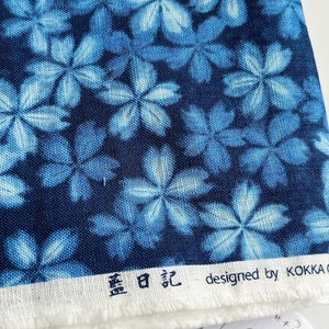 1143# Retro Style Blue Sakura, Cherry Blossom Pattern Cotton Fabric/ Asian Tradition Fabric/ 50cm x 110cm/ Made in Japan by KOKKA / M