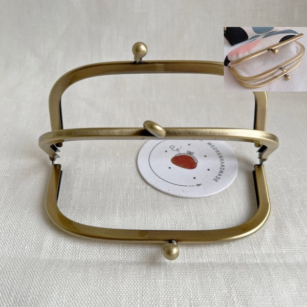 3030# 12cm*5.8cm Minimalist Brushed Bronze Double Pocket Kiss Clasp Purse Frame/ Two-pocket Purse Frame/ Glue-In Style Kisslock Bag Frame