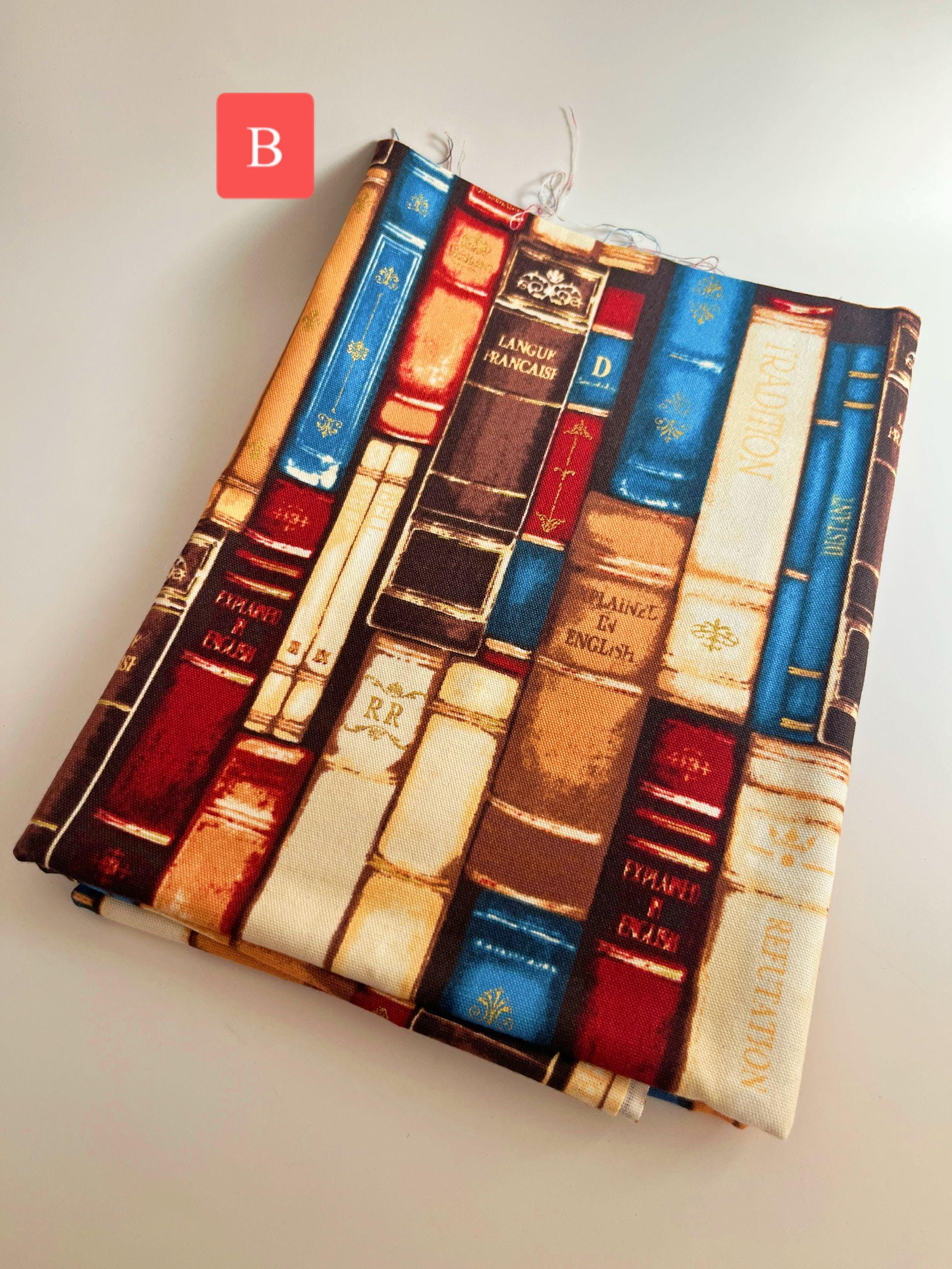 Library Shelf Pattern 1491# Retro Style, Library, Books Shelves Large Pattern Cotton Fabric ...