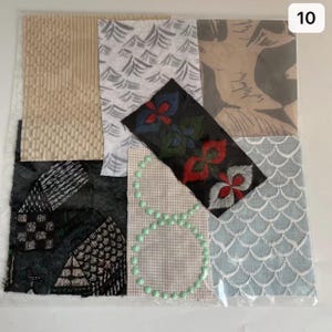 1198 # Mina Perhonen Mix & Match kleines Stoffpaket, Kreis, Blume, Vogel, abstraktes Muster, 7 Stück im Set, entworfen vom japanischen Designer !!