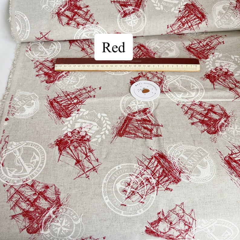 Nautical Pattern Textiles 1331# Sailing Ship, Marine Boat, Sailing, Ocean Voyage, Large Anchor ...
