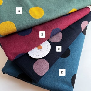 1212# Minimalist Large Polka Dots, Many Circle Pattern Cotton Linen Fabric by Hokkoh / 45cm x 110cm / Made in Japan/ M