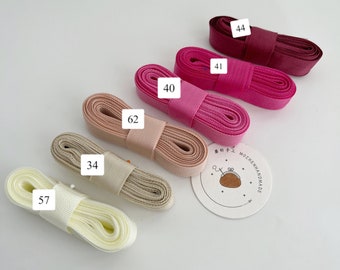 2511 # 5 Meter Minimalistisches Schrägband für DIY Geldbörsen Herstellung, Stoff Bindeband, Creme Weiß, Rosa, Rote Farbe Seitenband, 2cm x 5 m