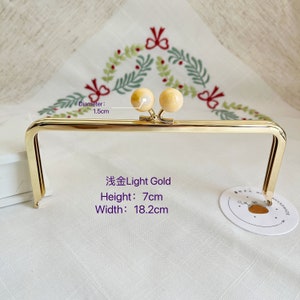 3011# 7cm*18.2cm Ivory Jade Bead Kisslock Gold Color Square Purse Frame/ Elegant Wedding Bag Frame/ Clutch Frame/ Bag Frame