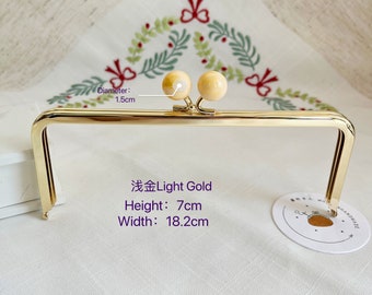 3011# 7cm*18.2cm Ivory Jade Bead Kisslock Gold Color Square Purse Frame/ Elegant Wedding Bag Frame/ Clutch Frame/ Bag Frame