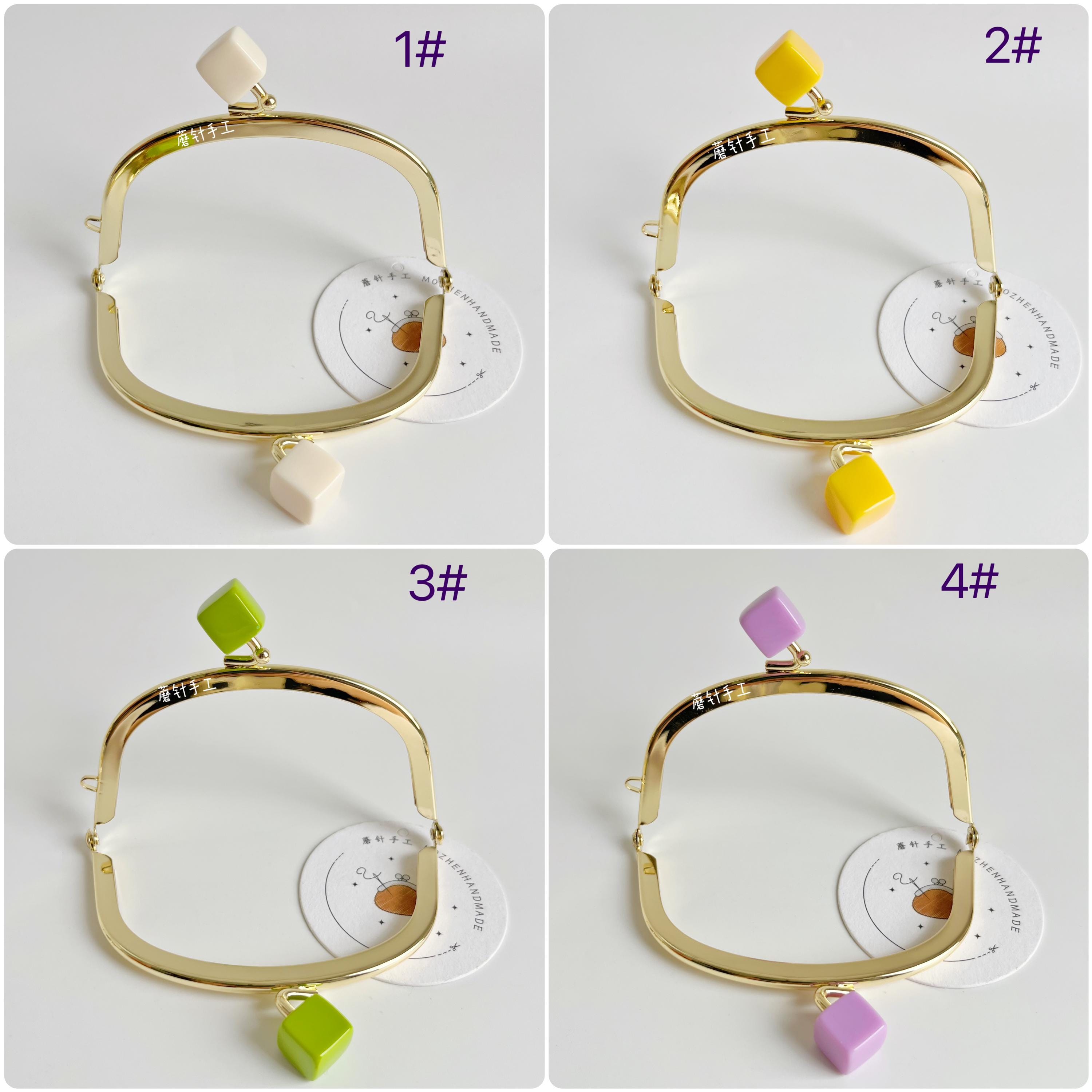 3276# 5.5cm*10.5cm Cute Candy Color Cube Bead Gold
