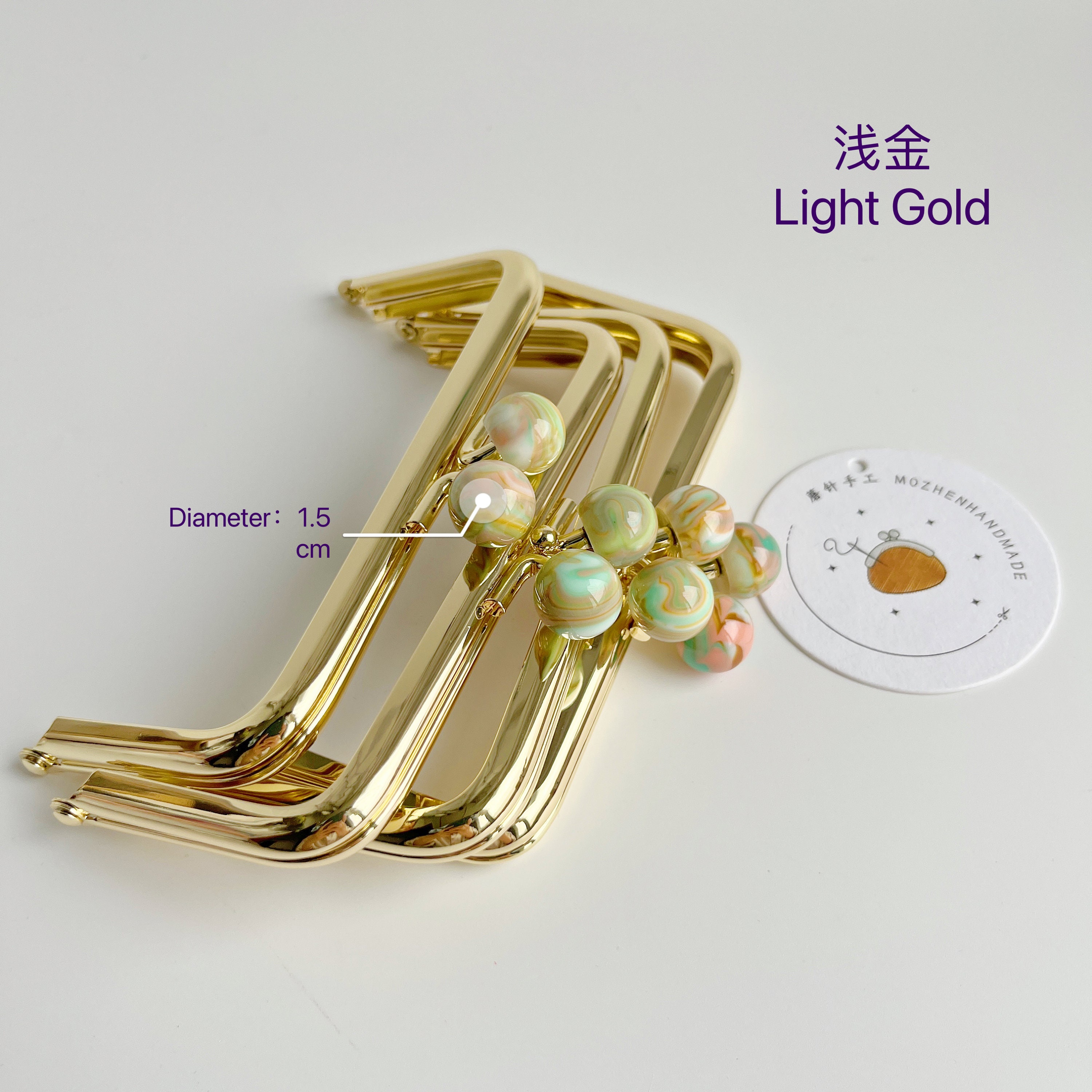 3193# 13cm*6cm Clay Marbel Style Light Gold Kiss Lock Clasp