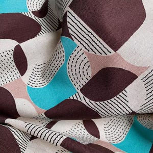1390# Modern Abstract Art Pattern Cotton Linen Fabric/ Shapes, Dots Fabric/ Curtain Fabric / Tote Bag Fabric/ 50cm x 110cm/ Made in Japan/M