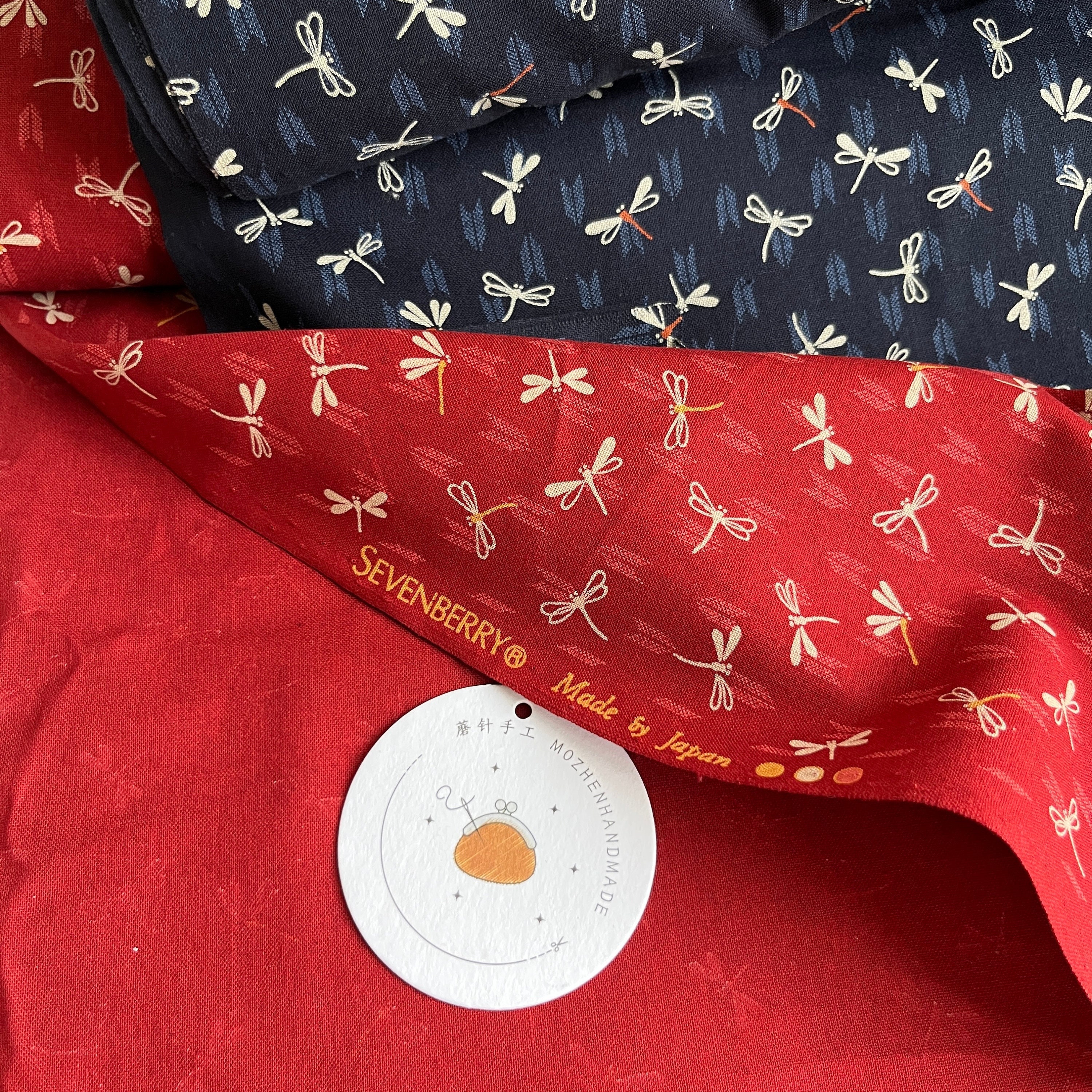 1185# Asian Style Cute Dragonfly Pattern Cotton Fabric / Red Dragonfly ...