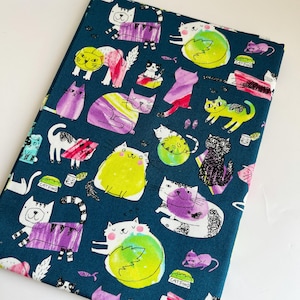 1466# Cute Chubby Cat, Happy Cat, Naughty Cat in Paper Box Fabric, Kitten Fabric Pattern Cotton Fabric/ 50cm x 110cm/ Made in Japan/M