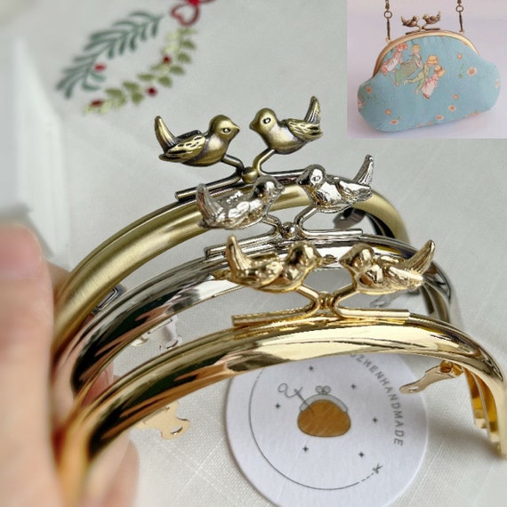 3103# 5.5cm*12.5cm Retro Birds Shape Bead Bronze Silver Gold Kiss Clasp Purse Frame/ Glue-In Kisslock Bag Frame/ Purse Frame/  Clutch Frame