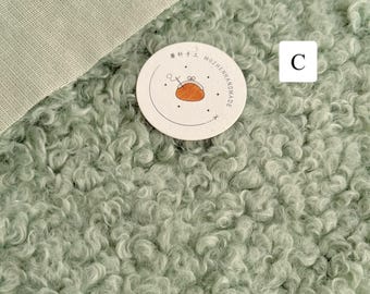 1223# Teddy Bear Style Fabric with Little Curls Soft Fluffy Fabric for DIY Bags,Stuffed Toy DIY Making/ Green Teddy Fur/Cute Teddy Fabric