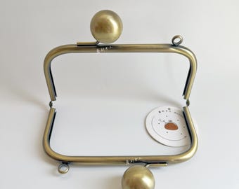3325# 16.5cm*8.5cm Retro Bronze Square Large Bead Kiss Clasp Purse Frame/ Glue-In Kisslock Bag Frame/E4