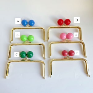 3015# 6cm*13cm Colorful Candy Color" Bead Gold Color Purse Frame/ Cute Kisslock Purse Frame for DIY/ Glue-in Style Bag Frame Clasp