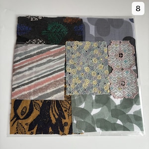 1197 # Mina Perhonen Mix & Match kleines Stoffpaket, Kreis, Blume, Vogel, abstraktes Muster, 7 Stück im Set, entworfen vom japanischen Designer !!