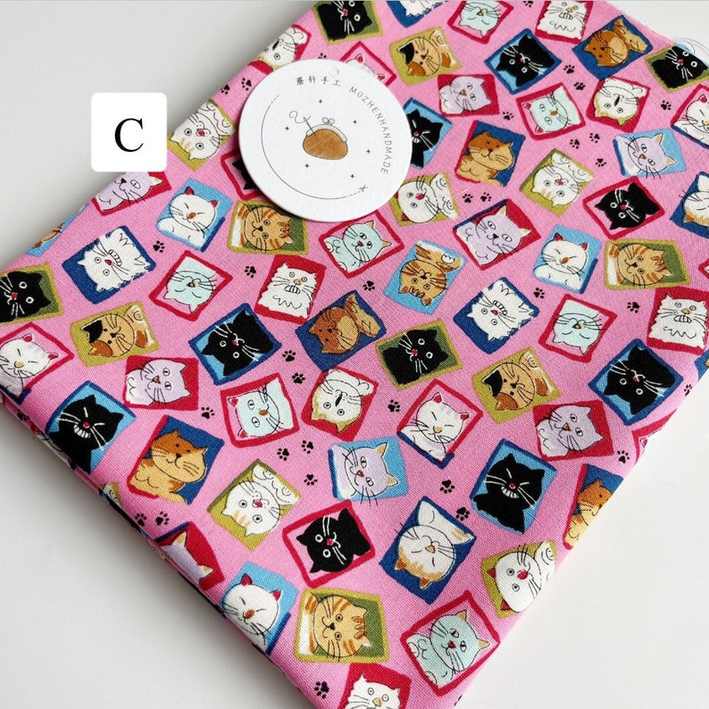 1327# Cute Cat Face in Photo Frames Pattern Cotton Fabric / Cat ...