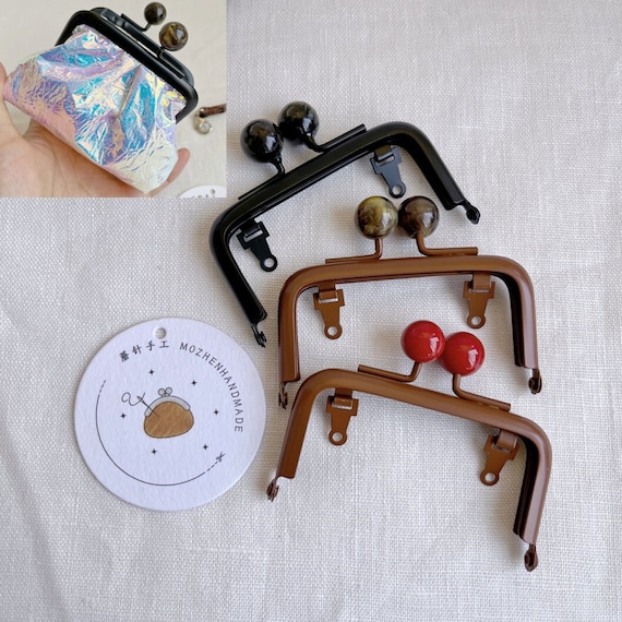3054 4.5cm8cm Unique Khaki Wood Color Bead Kiss Lock Clasp Purse Frame Glue in Kisslock Bag Frame Clasp Purse Frame DIY Bag Frame B2 Etsy