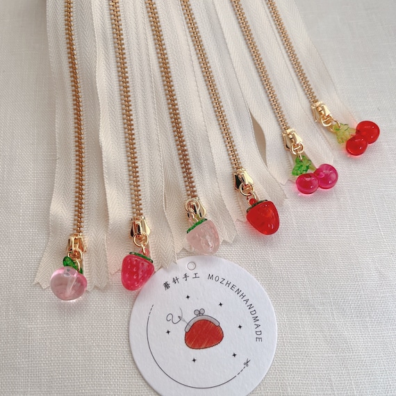 4000# Closed End Zipper Slider Size 3 With Cute Peach, Cherry
