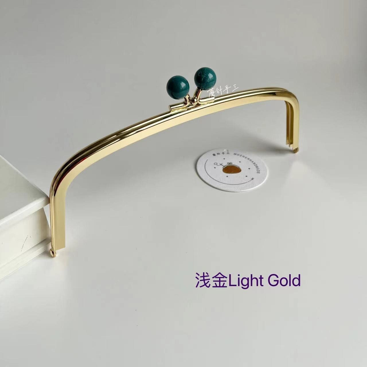 3156# 7.5cm*22cm Dark Green Bead Light Gold Large Square