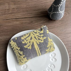 657# Handgemachtes Wald Baum Muster Makeup Reißverschlusstäschchen mit von Mina Perhonen Entworfenen Stoffen / Wolle Reißverschlusstäschchen / Vorder und Rückseite nicht Selbe Farbe