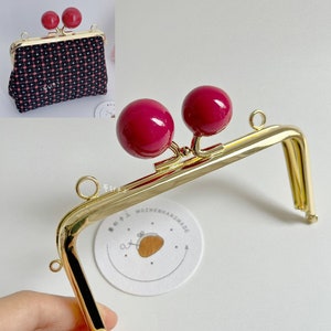 sold 3228# 6cm*13cm Unique Raspberry Red Color Small and Big Bead Kiss Lock Clasp Purse Frame / Glue-In Kisslock Bag Frame for DIY Purse