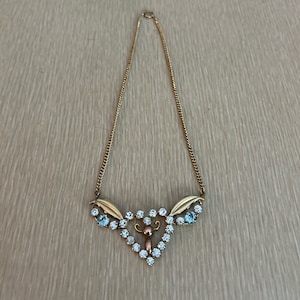 Lovely vintage Star-Art rhinestone and 12K gold heart-shaped necklace 1940s image 2