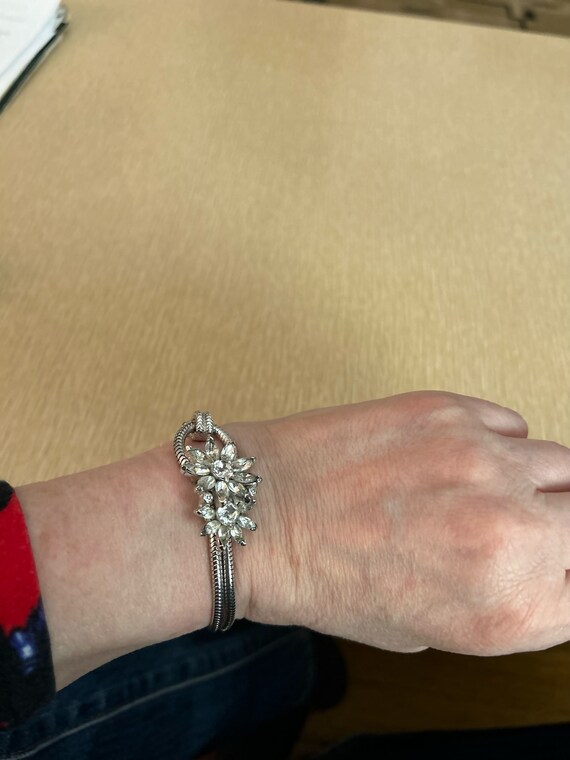 Lovely 1960s snake chain bracelet with rhinestone… - image 2
